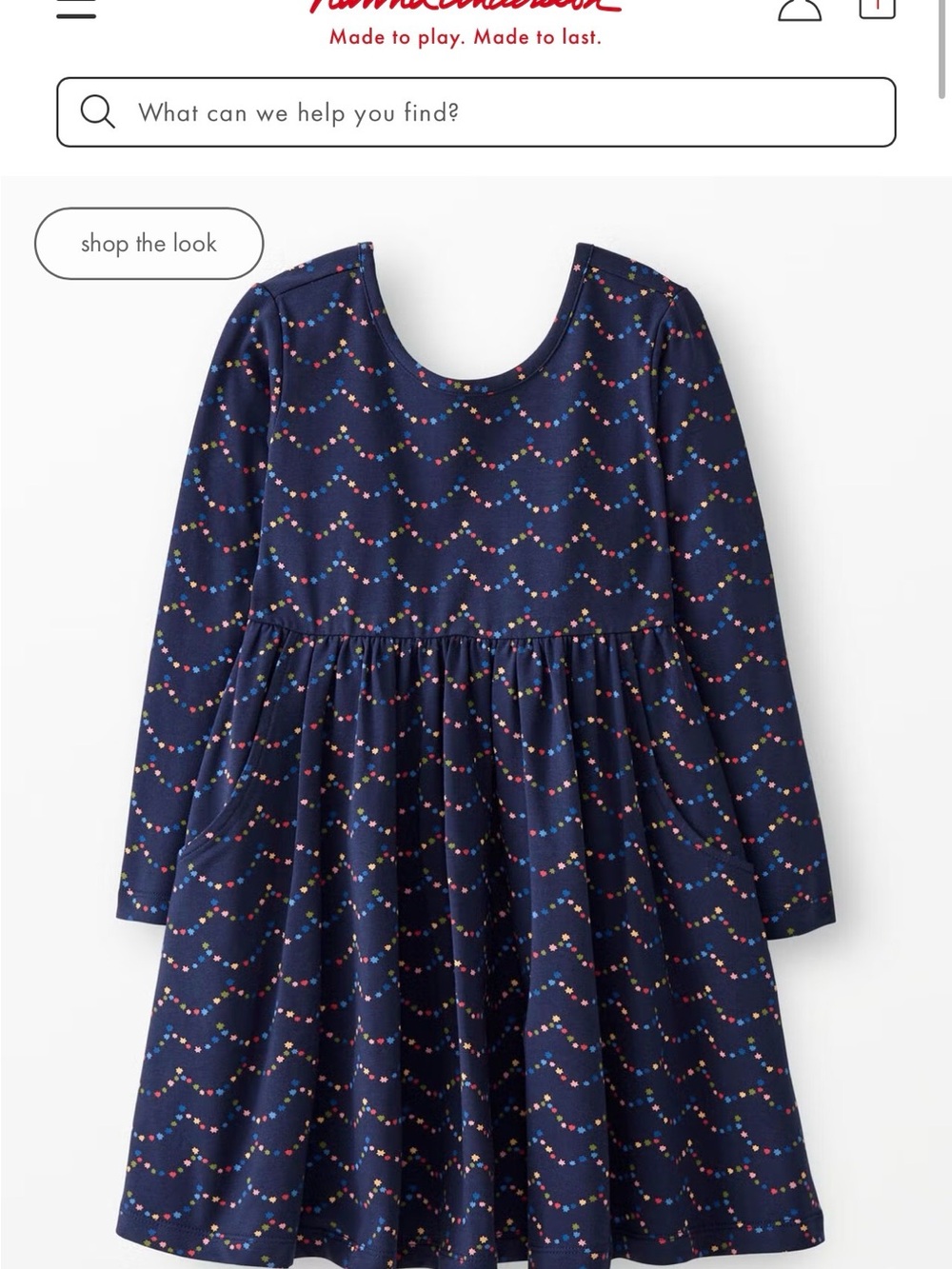 Hanna Andersson Navy Long-Sleeve Dress with Multicolor Dot Wave Print NEW